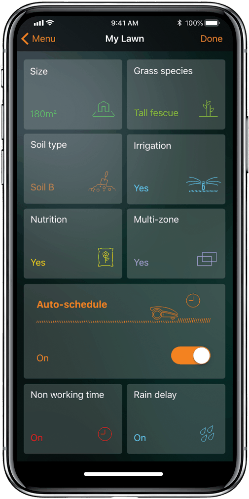 Worx Landroid app settings
