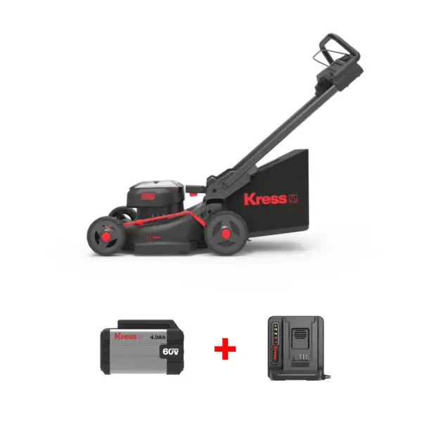 Kress 60V 46cm Cordless Brushless Push Lawn Mower KG756E Bundle