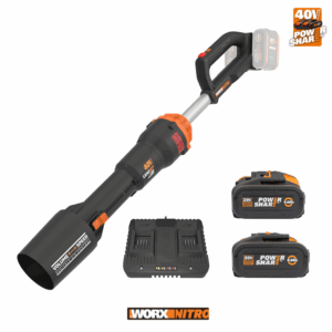 40V WORX NITRO Cordless LEAFJET Blower Kit with 5Ah PRO POWERSHARE Batteries & 4A Dual Charger – WG585E.B4